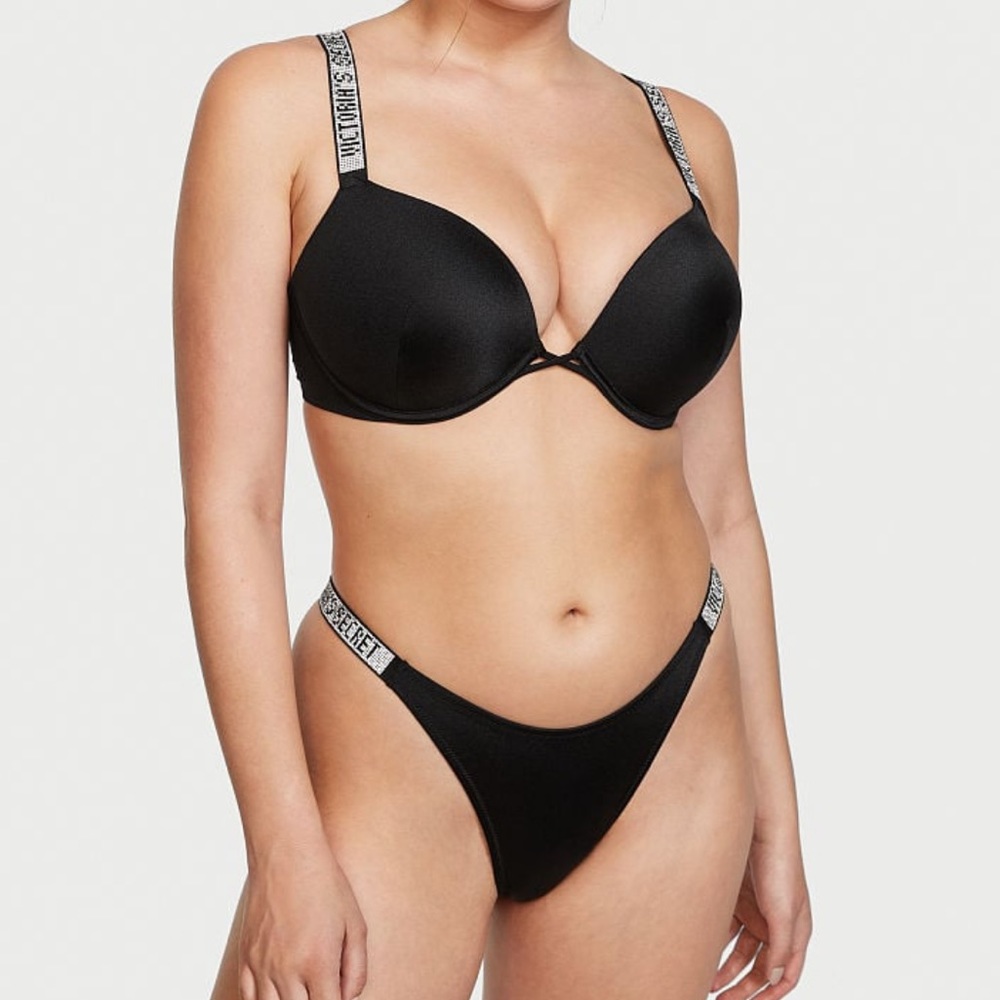 Shine strap sexy tee push up bikini top